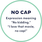 No Cap; expression meaning no kidding